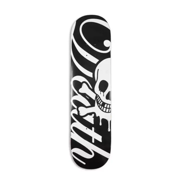 death script black white skateboard